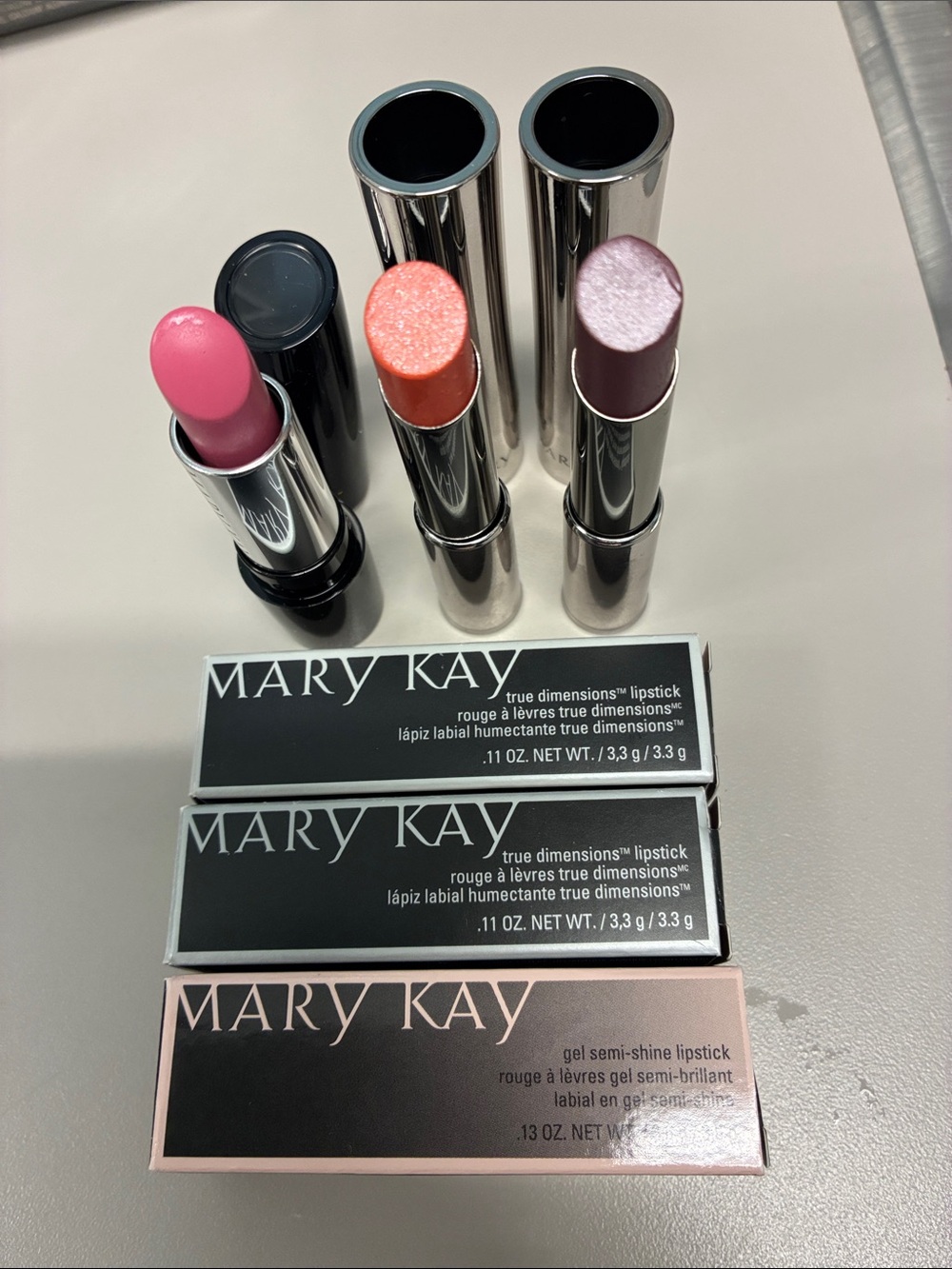 Mary Kay Trio Lipstick Set — Pink, Coral-Orange, Mauve